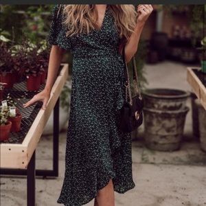 In-loom wrap dress with flutter sleeve